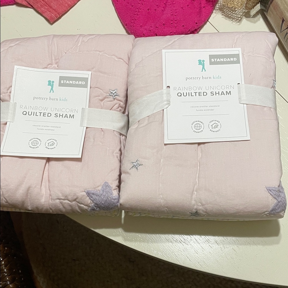 Pottery Barn Kids Pink and Purple Quilted Sham, rainbow unicorn